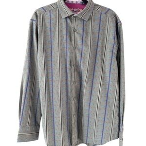 Robert Graham Men's Shirt in Gray and Blue